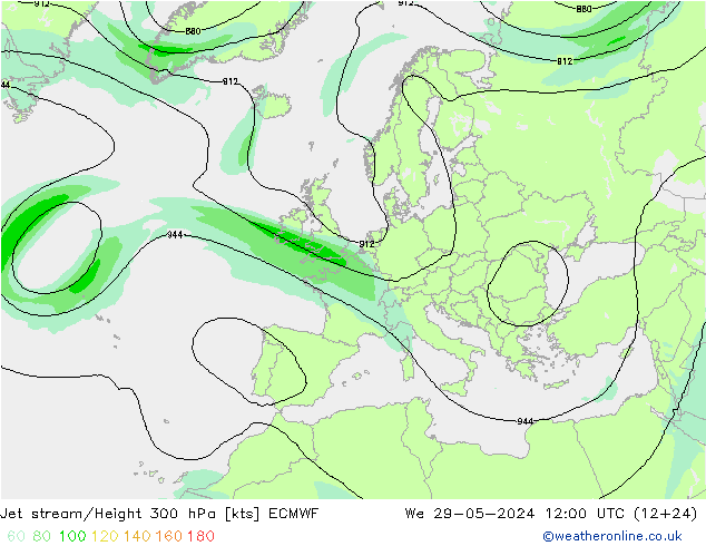 Corrente a getto ECMWF mer 29.05.2024 12 UTC