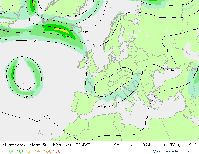 Jet stream ECMWF Sáb 01.06.2024 12 UTC