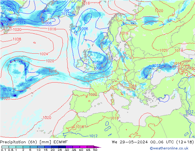 Z500/Rain (+SLP)/Z850 ECMWF St 29.05.2024 06 UTC