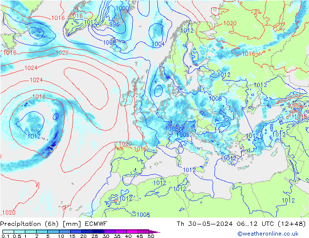 Z500/Yağmur (+YB)/Z850 ECMWF Per 30.05.2024 12 UTC