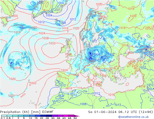 Z500/Rain (+SLP)/Z850 ECMWF  01.06.2024 12 UTC