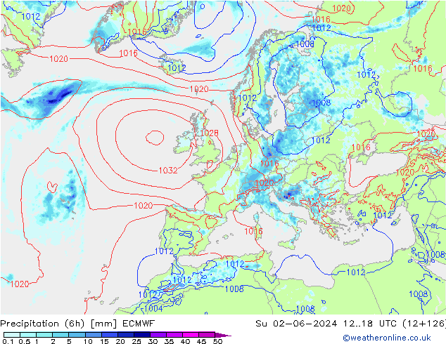 Z500/Yağmur (+YB)/Z850 ECMWF Paz 02.06.2024 18 UTC