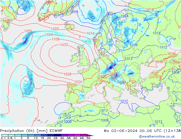 Z500/Regen(+SLP)/Z850 ECMWF ma 03.06.2024 06 UTC