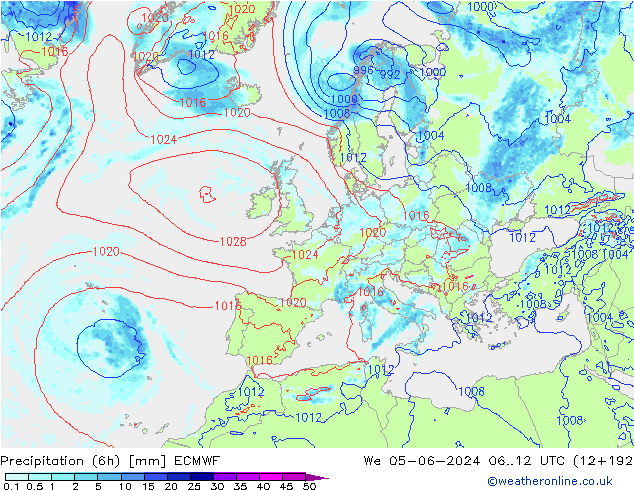 Précipitation (6h) ECMWF mer 05.06.2024 12 UTC