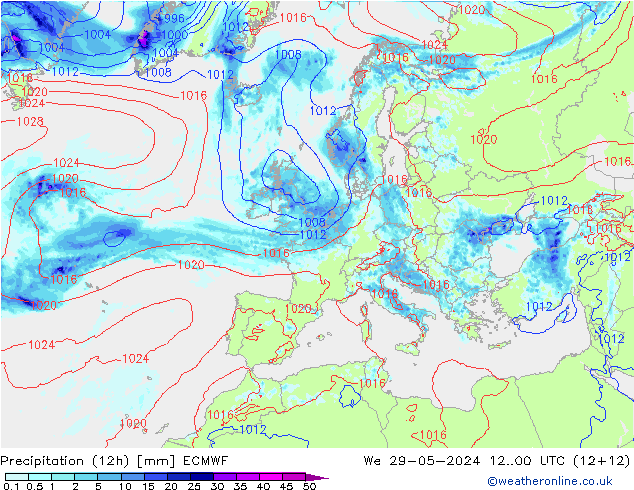 opad (12h) ECMWF śro. 29.05.2024 00 UTC