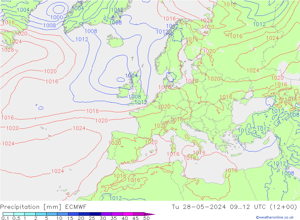 Niederschlag ECMWF Di 28.05.2024 12 UTC