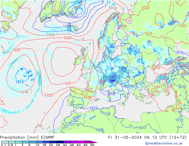 Precipitation ECMWF Fr 31.05.2024 12 UTC