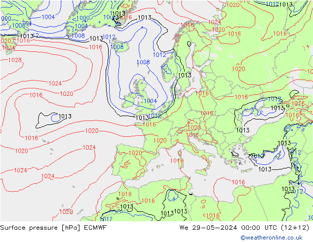 ciśnienie ECMWF śro. 29.05.2024 00 UTC