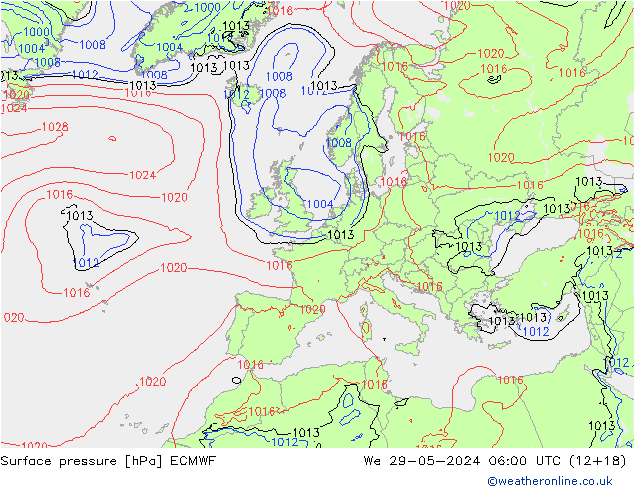 ciśnienie ECMWF śro. 29.05.2024 06 UTC
