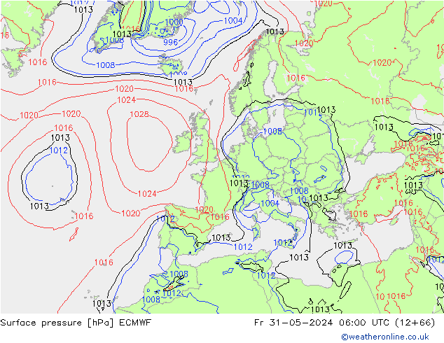 Surface pressure ECMWF Fr 31.05.2024 06 UTC