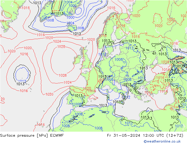 Yer basıncı ECMWF Cu 31.05.2024 12 UTC