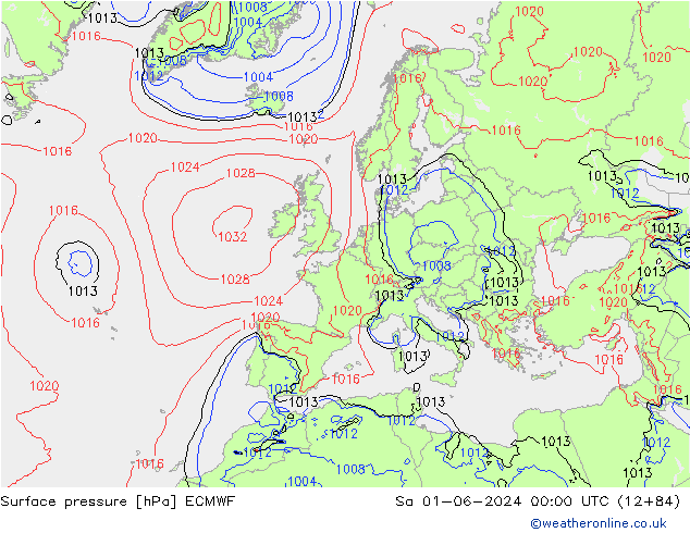 ciśnienie ECMWF so. 01.06.2024 00 UTC