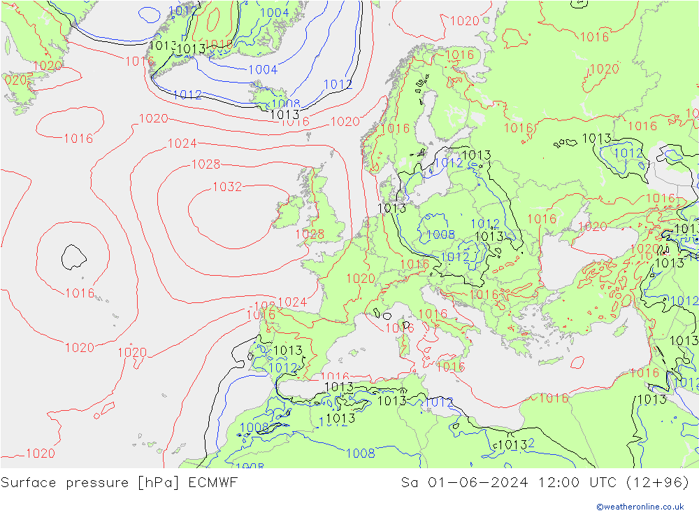 приземное давление ECMWF сб 01.06.2024 12 UTC