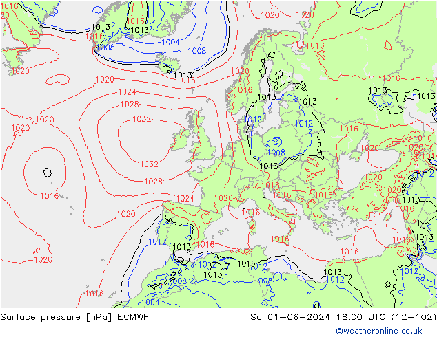 Luchtdruk (Grond) ECMWF za 01.06.2024 18 UTC