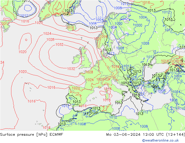 Pressione al suolo ECMWF lun 03.06.2024 12 UTC