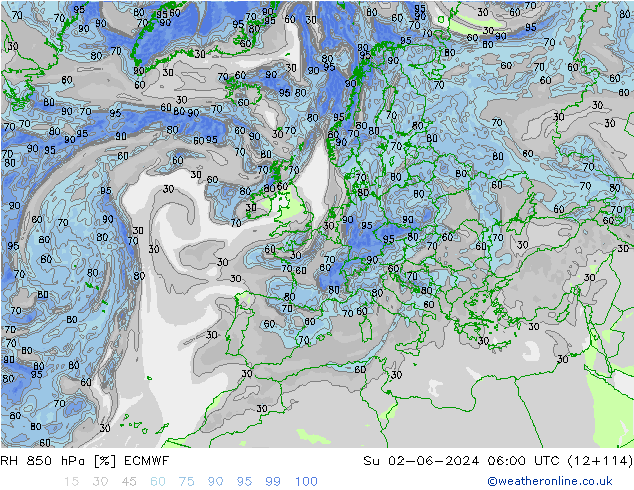 RV 850 hPa ECMWF zo 02.06.2024 06 UTC