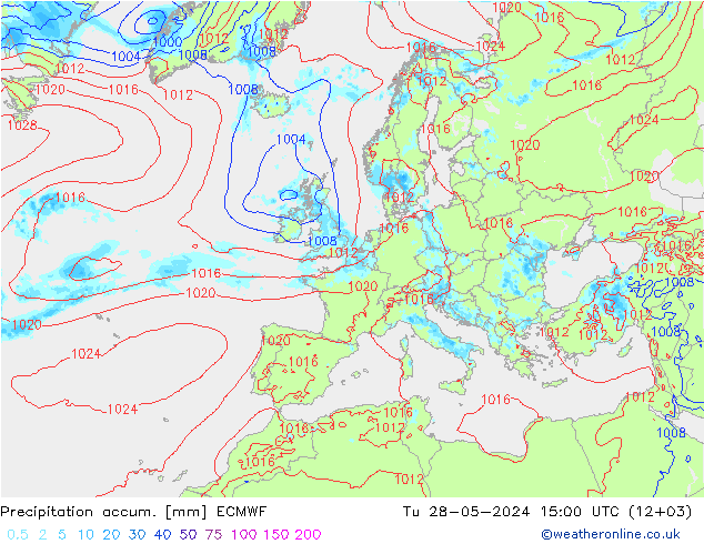 Totale neerslag ECMWF di 28.05.2024 15 UTC