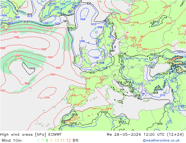 Windvelden ECMWF wo 29.05.2024 12 UTC