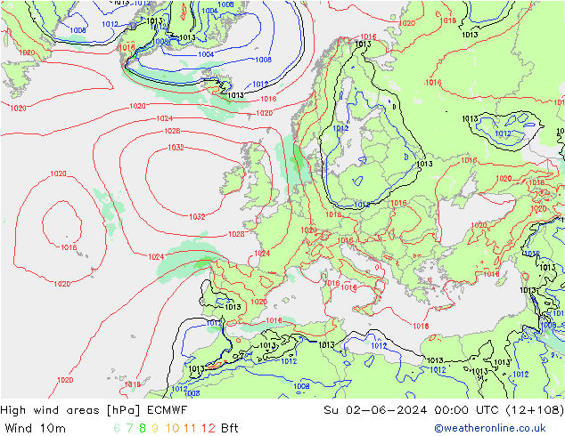 High wind areas ECMWF Ne 02.06.2024 00 UTC