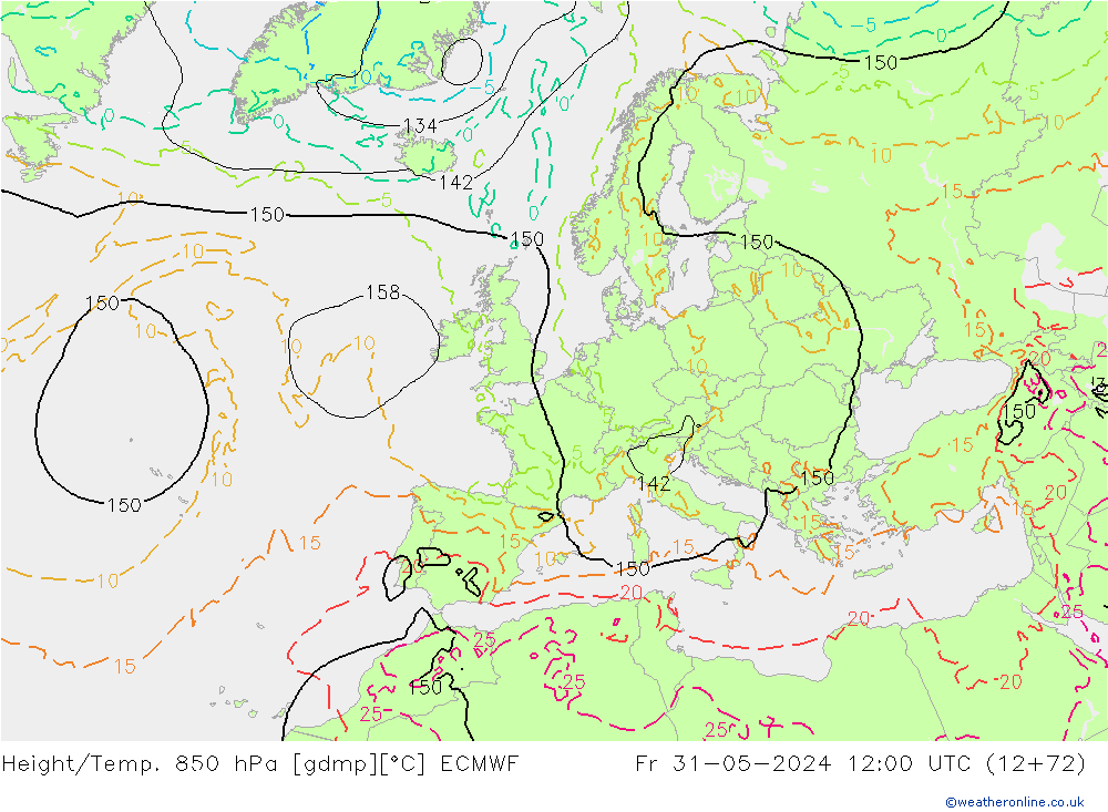 Z500/Yağmur (+YB)/Z850 ECMWF Cu 31.05.2024 12 UTC