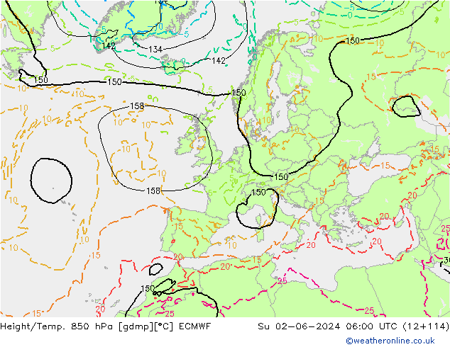 Height/Temp. 850 hPa ECMWF Ne 02.06.2024 06 UTC