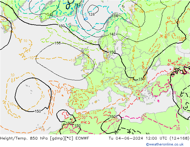 Z500/Rain (+SLP)/Z850 ECMWF mar 04.06.2024 12 UTC