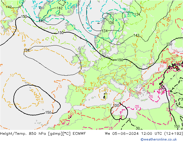 Z500/Rain (+SLP)/Z850 ECMWF Mi 05.06.2024 12 UTC