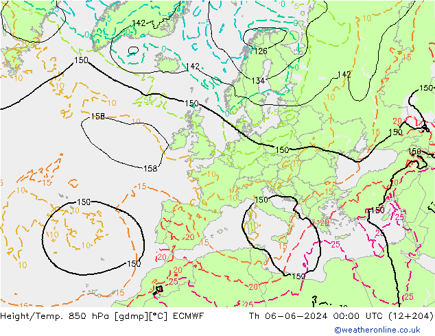 Height/Temp. 850 hPa ECMWF  06.06.2024 00 UTC