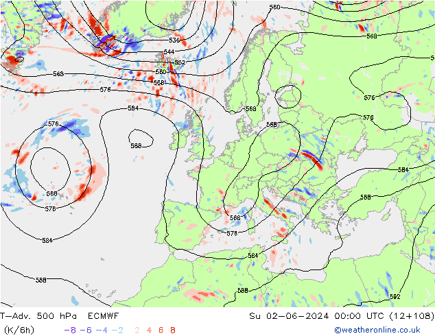 T-Adv. 500 hPa ECMWF dim 02.06.2024 00 UTC