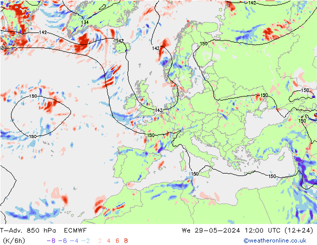 T-Adv. 850 hPa ECMWF  29.05.2024 12 UTC