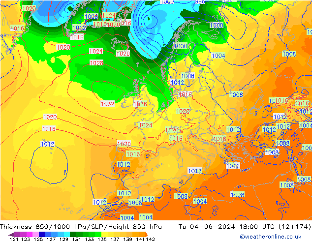 850-1000 hPa Kalınlığı ECMWF Sa 04.06.2024 18 UTC