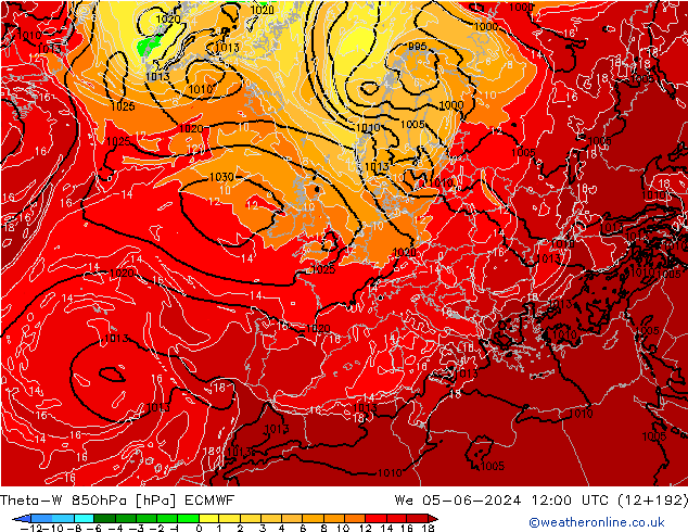 Theta-W 850hPa ECMWF Mi 05.06.2024 12 UTC