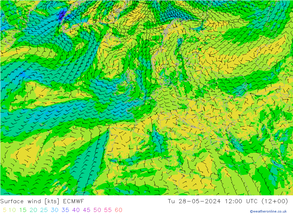 Wind 10 m ECMWF di 28.05.2024 12 UTC