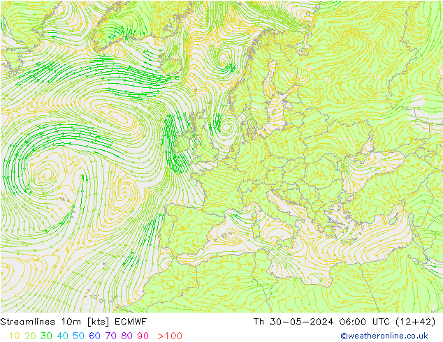 ветер 10m ECMWF чт 30.05.2024 06 UTC