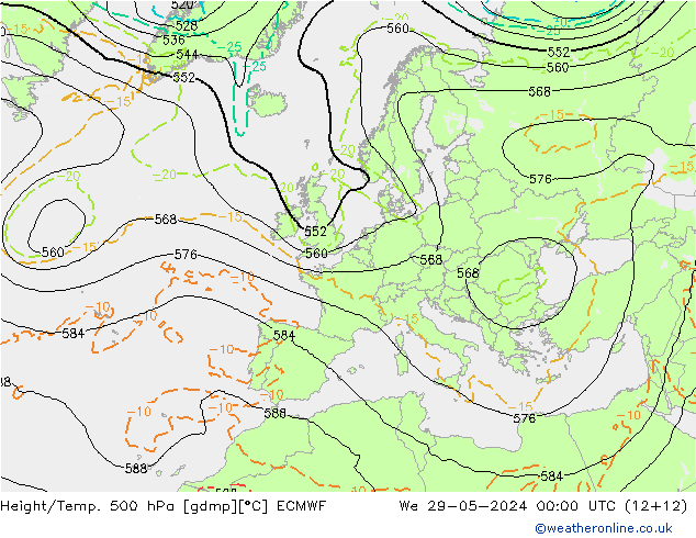 Height/Temp. 500 hPa ECMWF We 29.05.2024 00 UTC