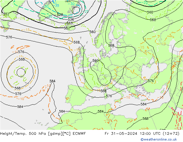 Z500/Rain (+SLP)/Z850 ECMWF Sex 31.05.2024 12 UTC