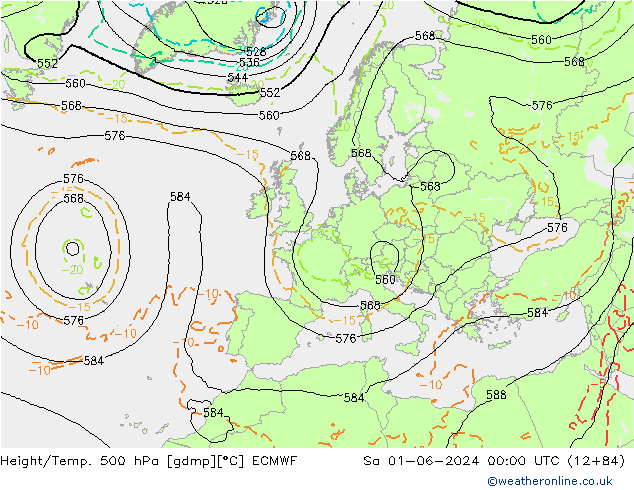 Z500/Rain (+SLP)/Z850 ECMWF so. 01.06.2024 00 UTC