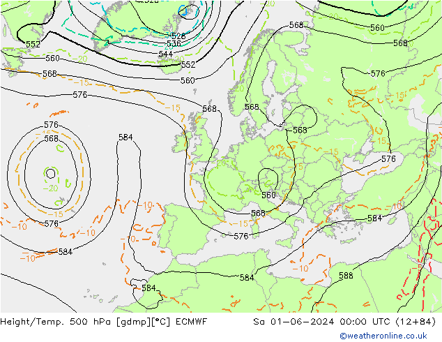 Z500/Rain (+SLP)/Z850 ECMWF Sa 01.06.2024 00 UTC