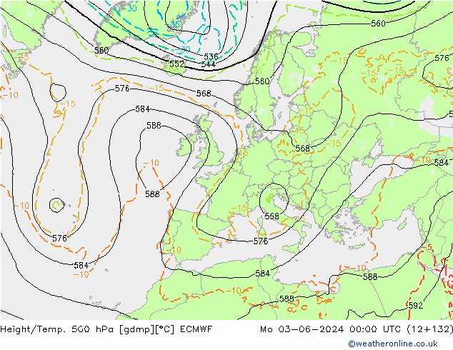 Z500/Rain (+SLP)/Z850 ECMWF  03.06.2024 00 UTC