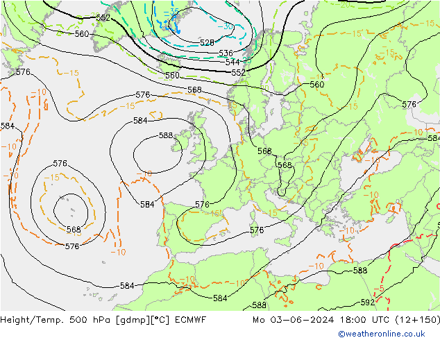 Z500/Rain (+SLP)/Z850 ECMWF lun 03.06.2024 18 UTC