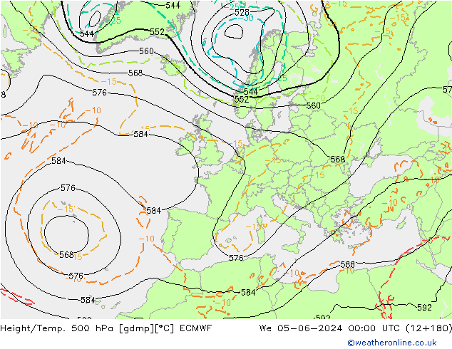 Z500/Rain (+SLP)/Z850 ECMWF śro. 05.06.2024 00 UTC