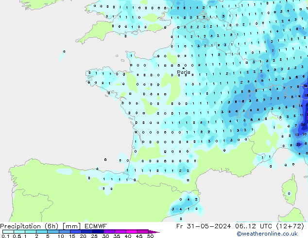 Z500/Rain (+SLP)/Z850 ECMWF Sex 31.05.2024 12 UTC