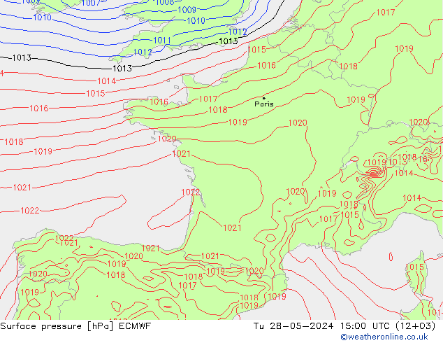 Surface pressure ECMWF Tu 28.05.2024 15 UTC