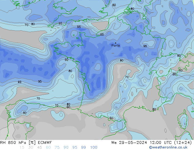 RH 850 hPa ECMWF  29.05.2024 12 UTC