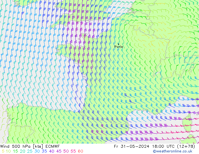 Vent 500 hPa ECMWF ven 31.05.2024 18 UTC