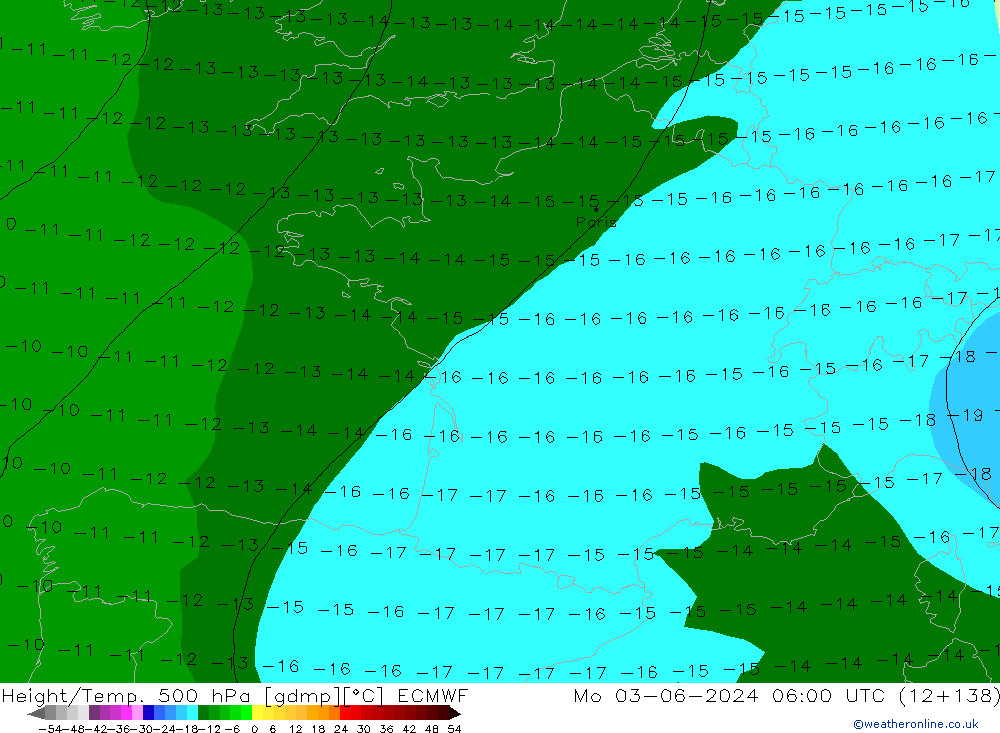 Z500/Rain (+SLP)/Z850 ECMWF Po 03.06.2024 06 UTC