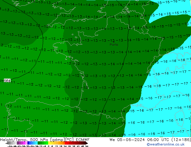 Z500/Rain (+SLP)/Z850 ECMWF Qua 05.06.2024 06 UTC