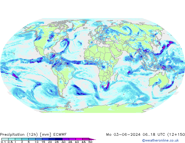 Totale neerslag (12h) ECMWF ma 03.06.2024 18 UTC