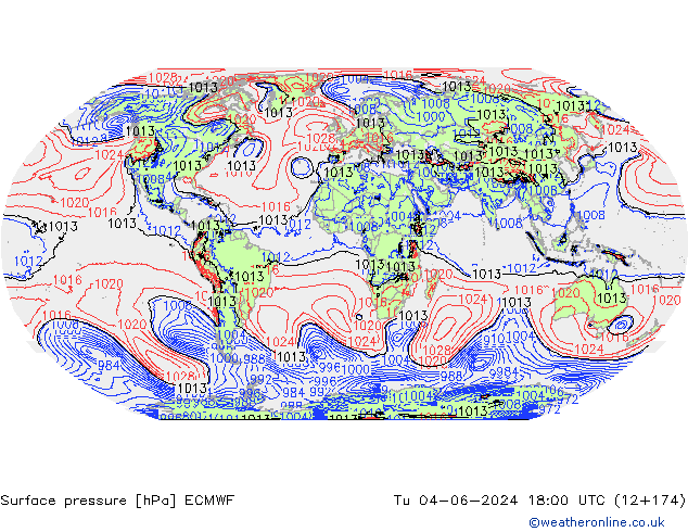 Yer basıncı ECMWF Sa 04.06.2024 18 UTC