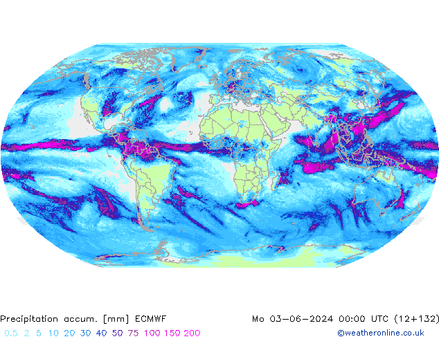 Precipitation accum. ECMWF Seg 03.06.2024 00 UTC